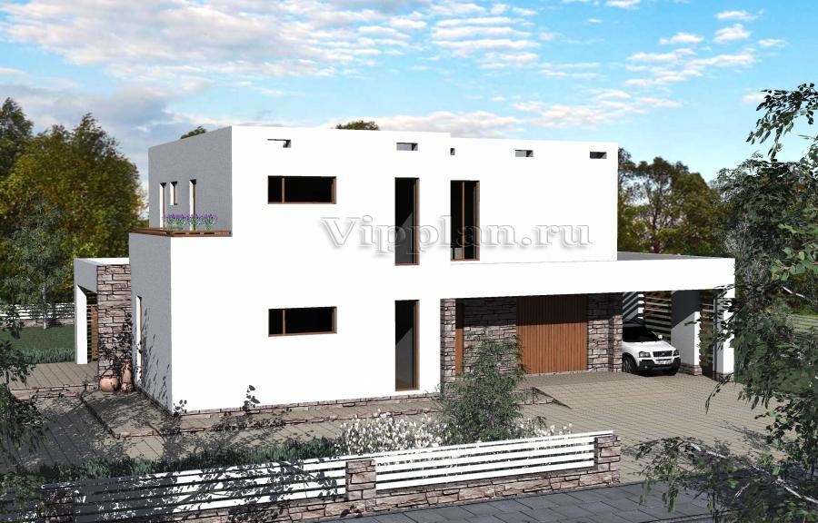 Проект двухэтажного стильного коттеджа