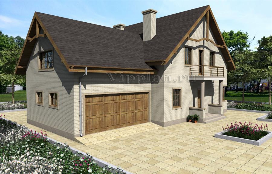 Проект одноэтажного дома с мансардой и гаражом