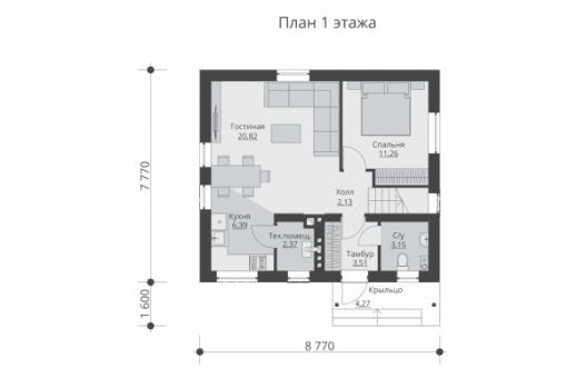 Одноэтажный дом с мансардой.